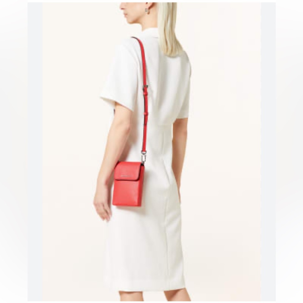 NEW MICHAEL KORS Jet Set SMALL NS PHONE CHAIN CROSSBODY SHOULDER Bag, Geranium - Picture 6 of 15